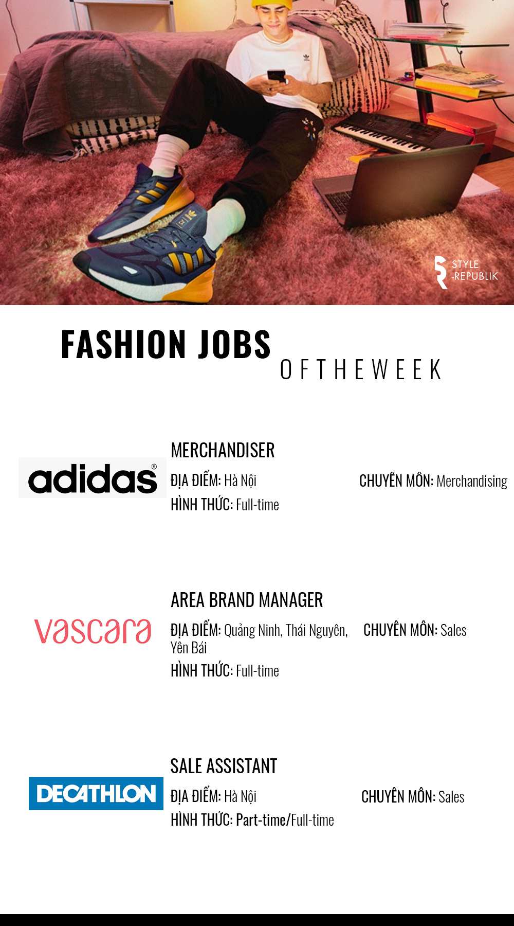 [Fashion Jobs of the Week] Việc làm thời trang tại Adidas, Vascara và Decathlon