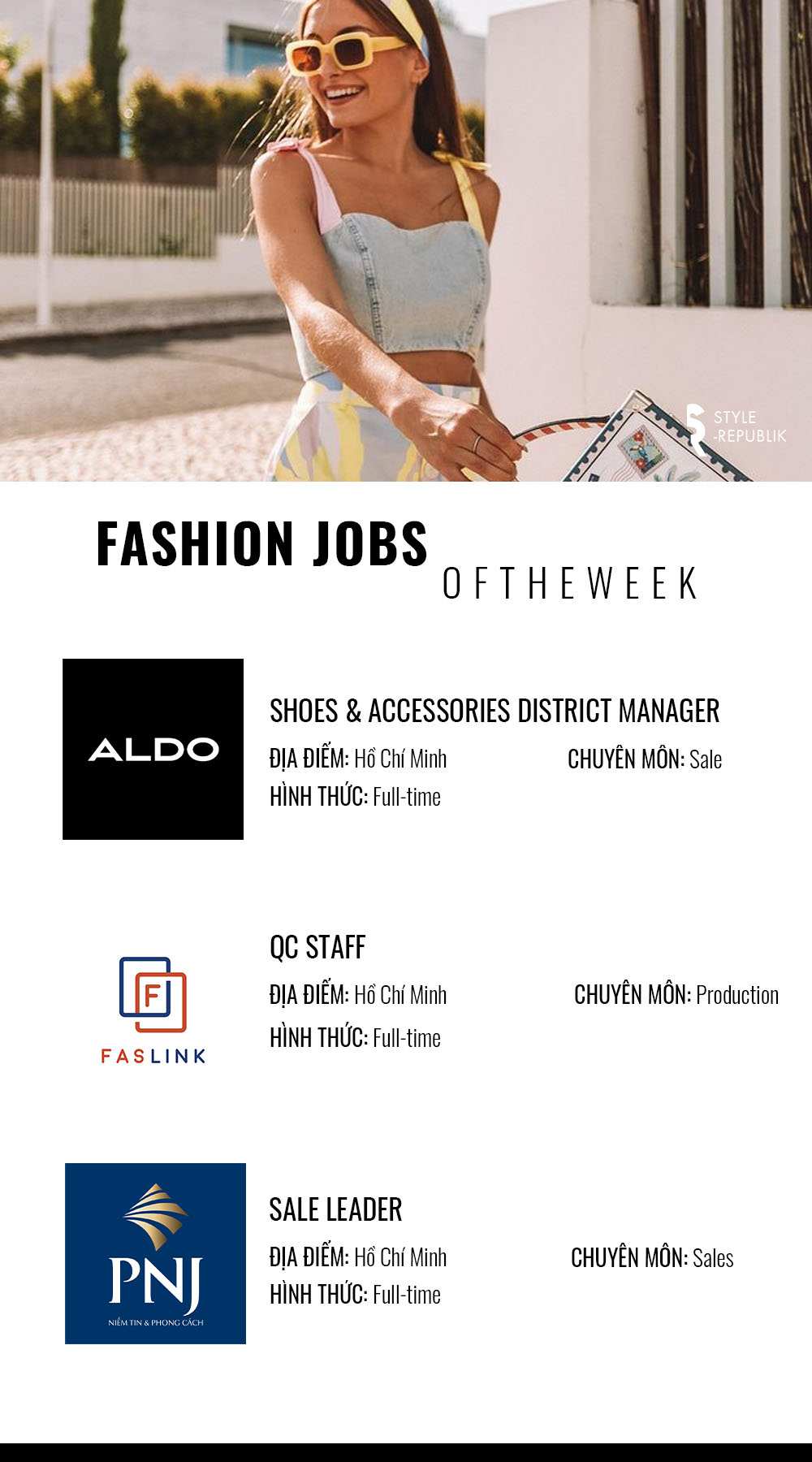 [Fashion Jobs of the Week] Việc làm thời trang tại ALDO, Faslink và PNJ